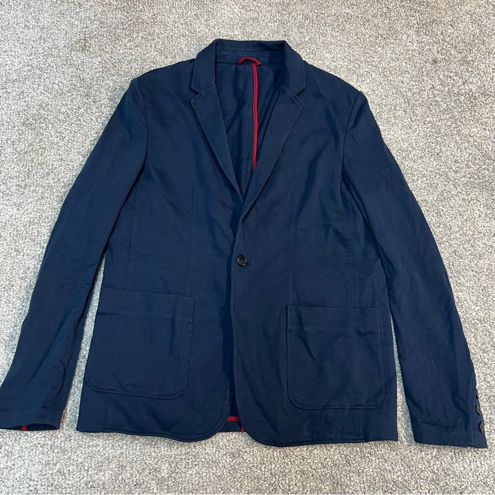 Marine Layer Navy Blazer with Red Accents
